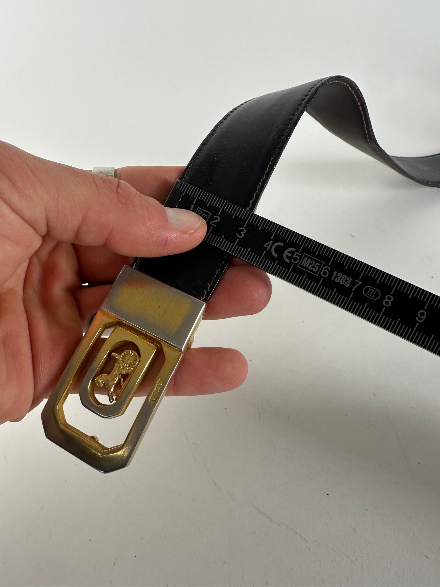Vintage Celine Paris Leather Belt Black / Brown
