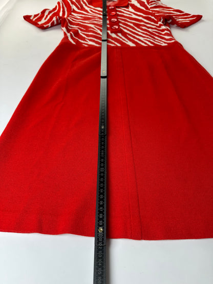 Vintage Yves Saint Laurent Knitted Zebra Dress Late 1990s Red White M