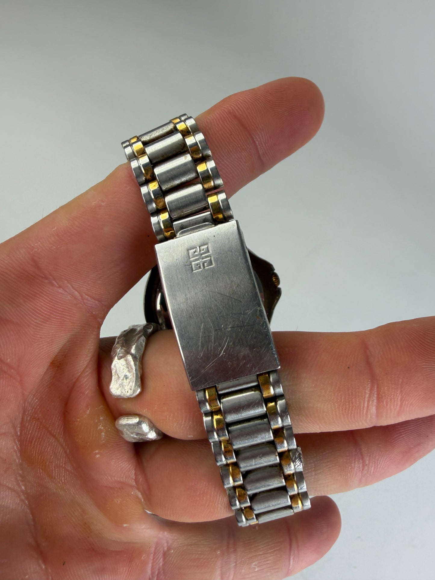 Vintage Givenchy Stainless Steel Bracelet Watch Silver Gold