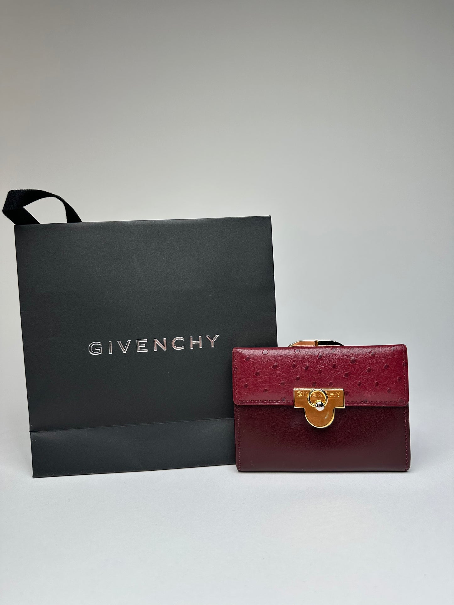Vintage Givenchy Ostrich / Leather Card Holder Purple