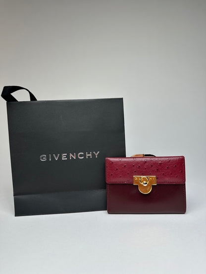 Vintage Givenchy Ostrich / Leather Card Holder Purple