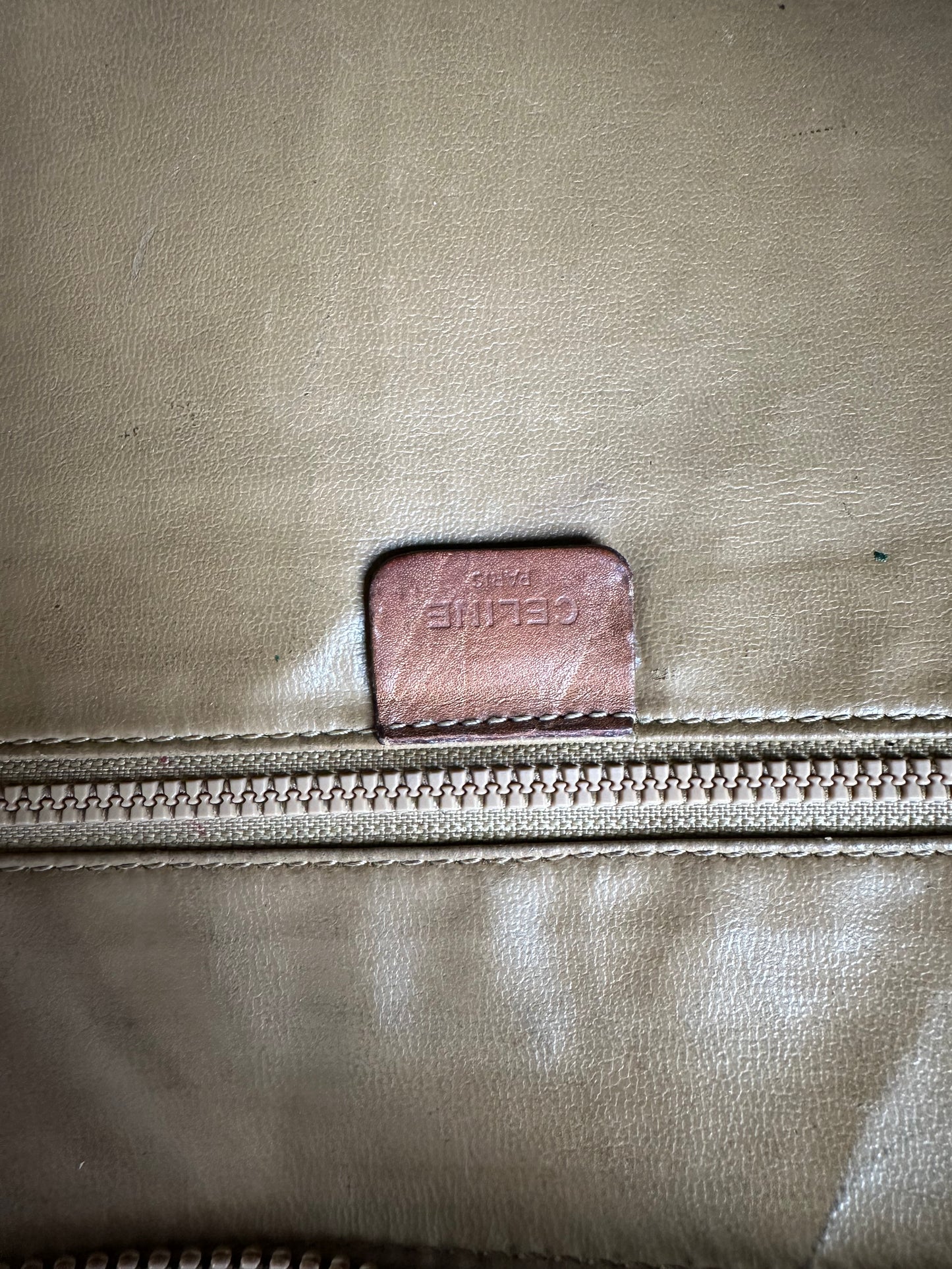 Vintage Celine Coated Canvas Pouch Brown Dark Brown Gold