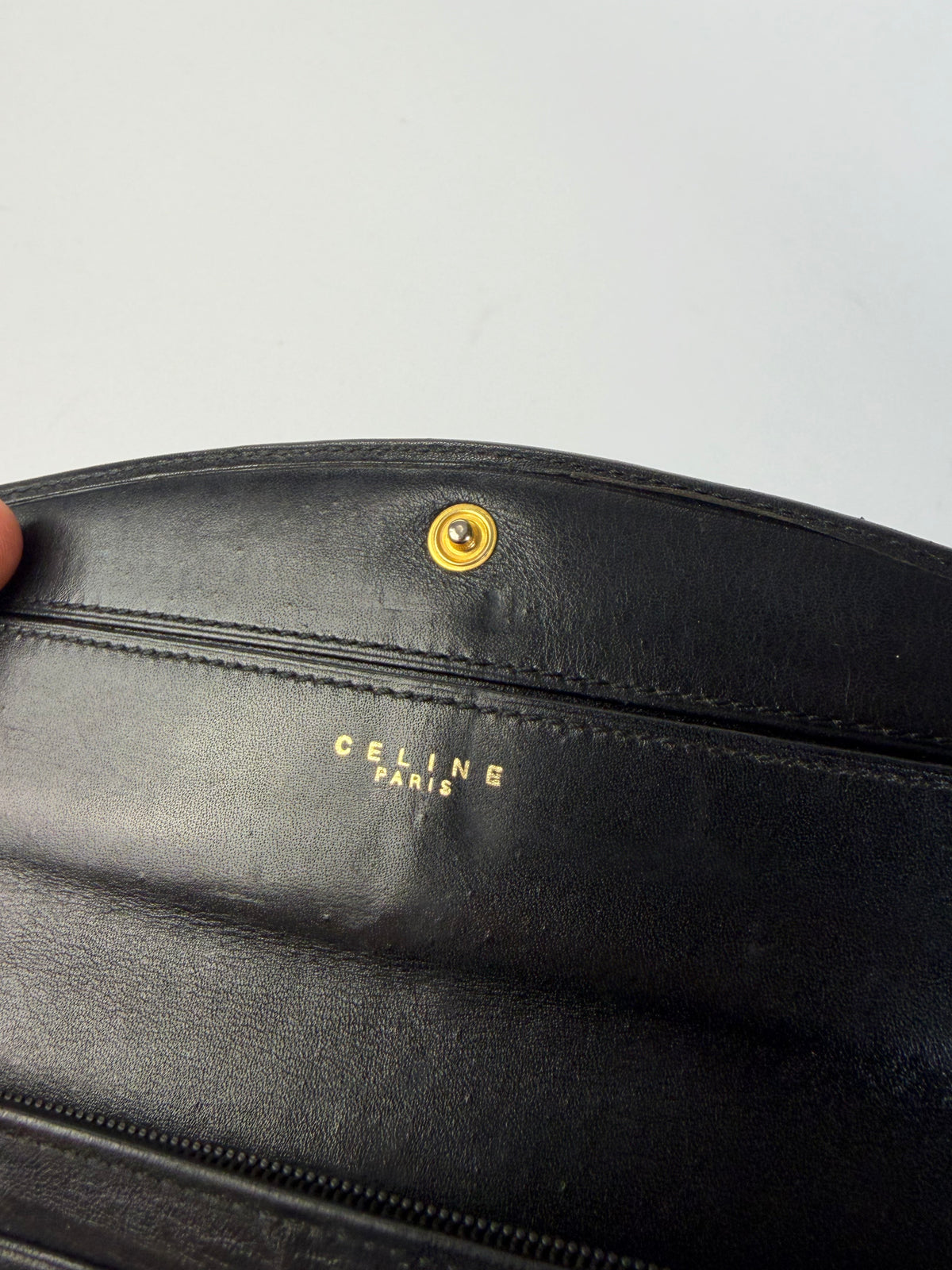 Vintage Celine Smooth Leather Bifold Wallet c. 1998 Black