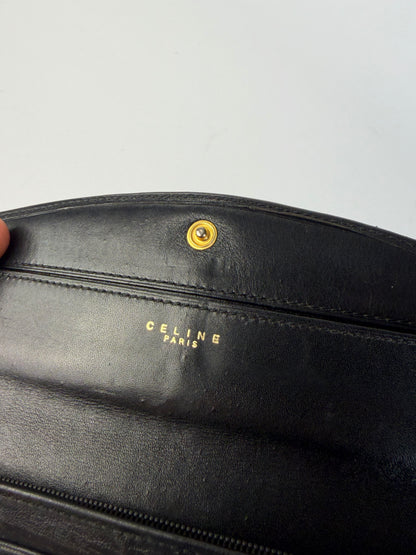 Vintage Celine Smooth Leather Bifold Wallet c. 1998 Black