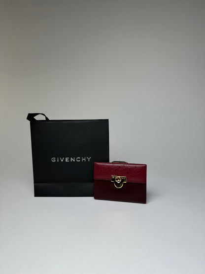 Vintage Givenchy Ostrich / Leather Card Holder Purple