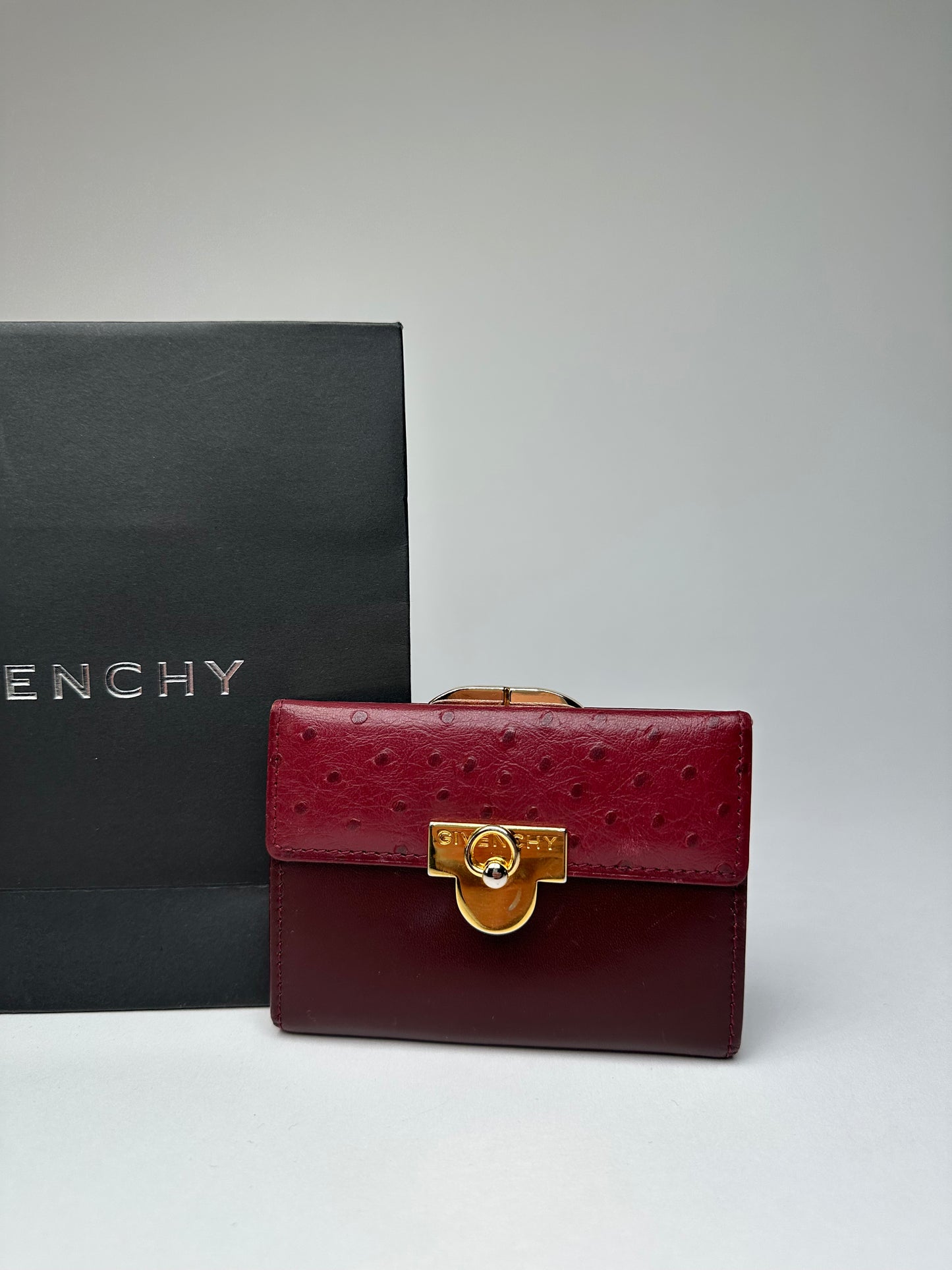 Vintage Givenchy Ostrich / Leather Card Holder Purple