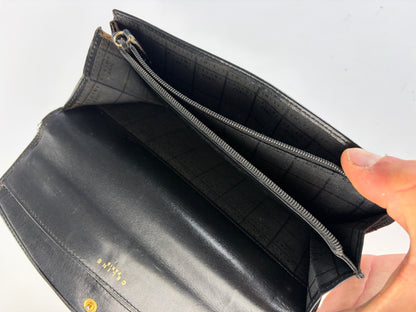 Vintage Celine Smooth Leather Bifold Wallet c. 1998 Black
