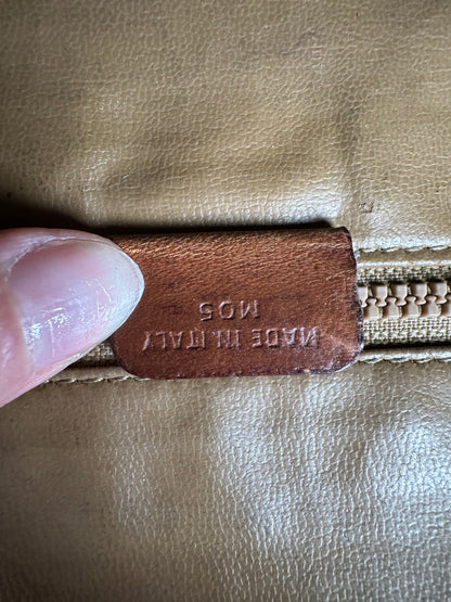 Vintage Celine Coated Canvas Pouch Brown Dark Brown Gold