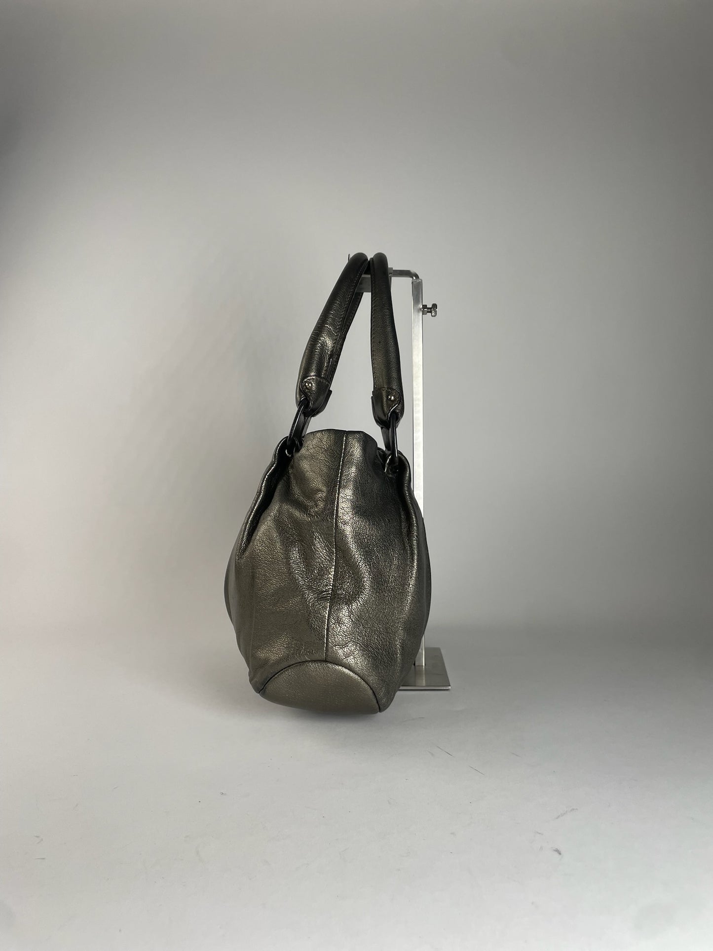 Vintage Salvatore Ferragamo Leather Handbag Silver
