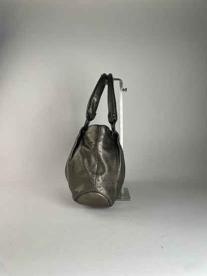 Vintage Salvatore Ferragamo Leather Handbag Silver