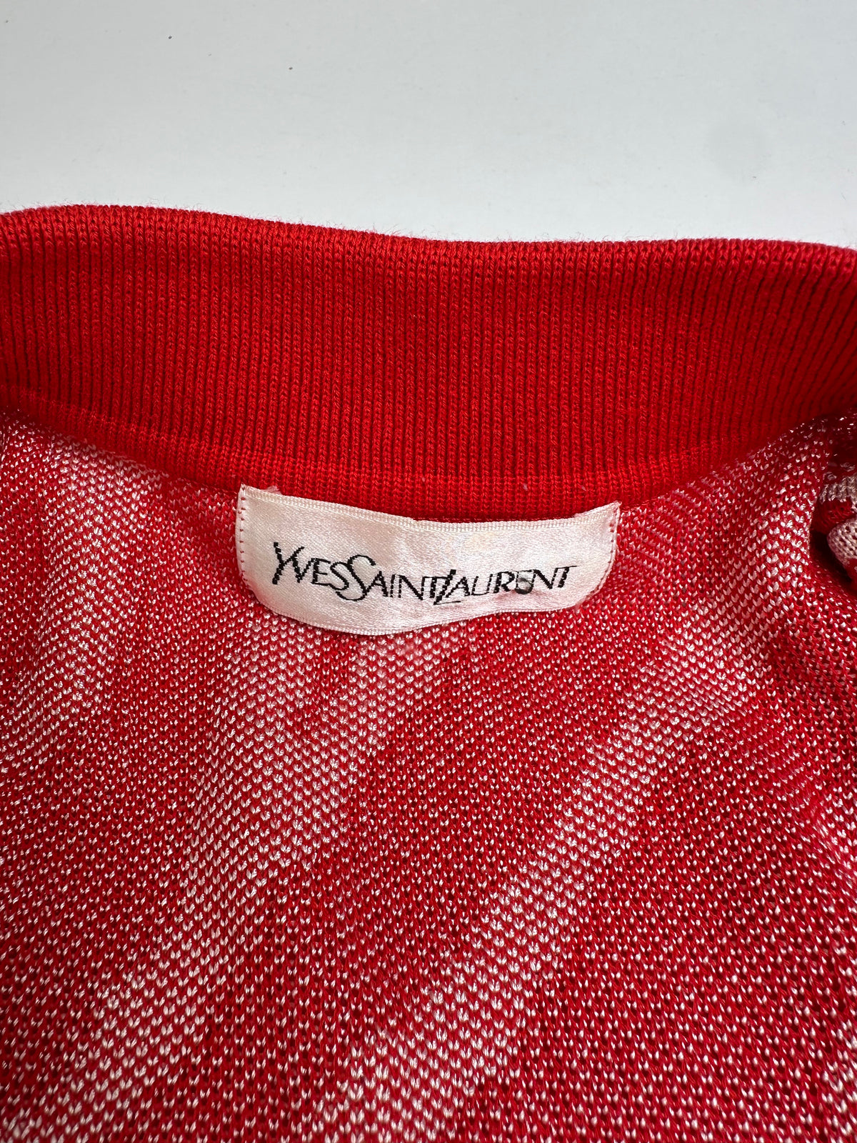 Vintage Yves Saint Laurent Knitted Zebra Dress Late 1990s Red White M