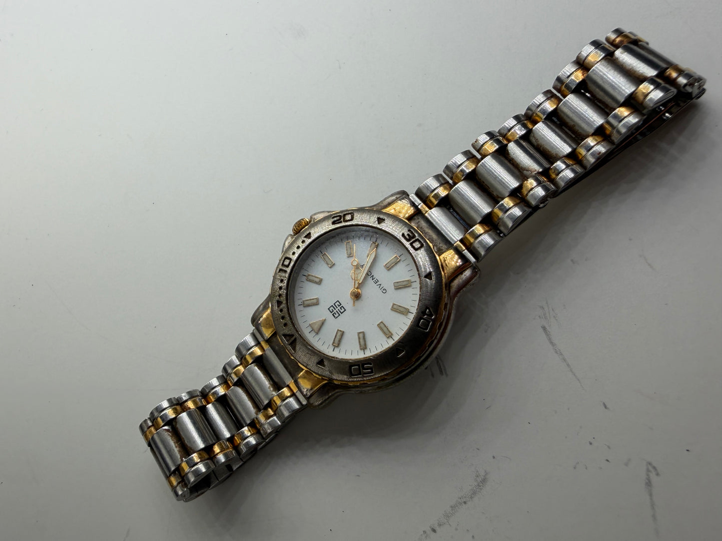 Vintage Givenchy Stainless Steel Bracelet Watch Silver Gold