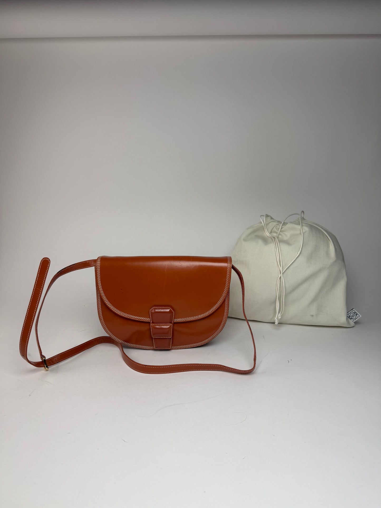 Vintage Loewe Madrid Leather Bag brown orange