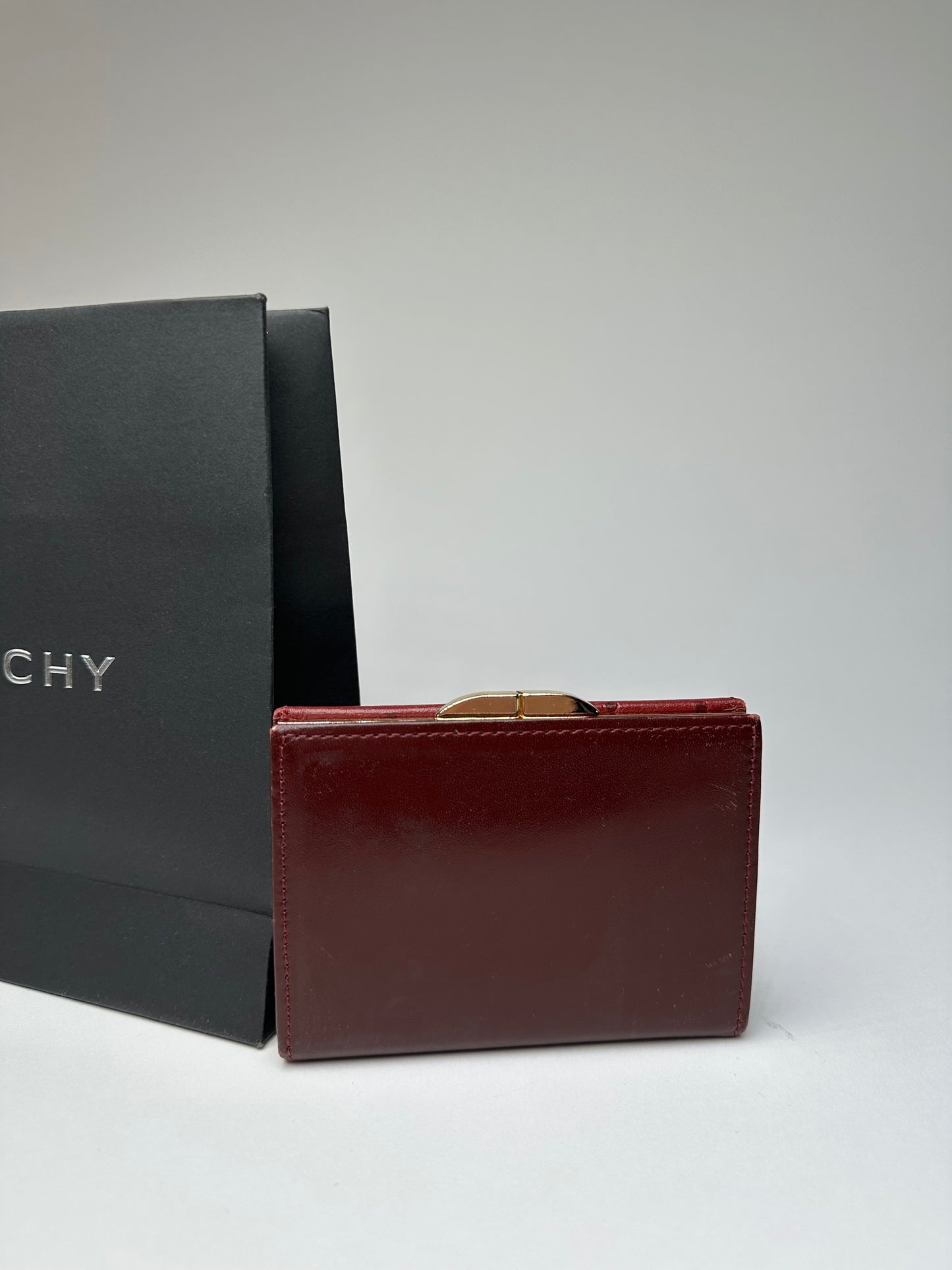 Vintage Givenchy Ostrich / Leather Card Holder Purple