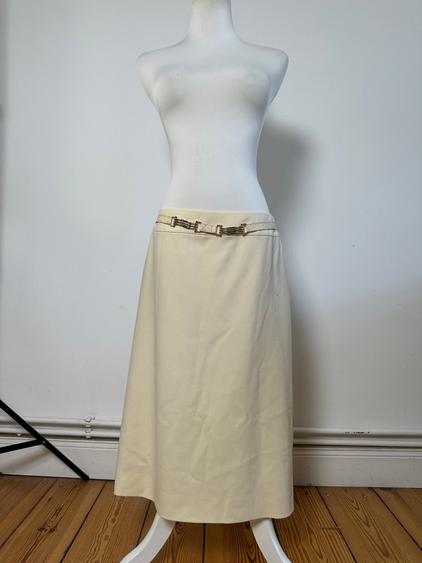 Vintage Celine Cotton Blend Skirt Cream L