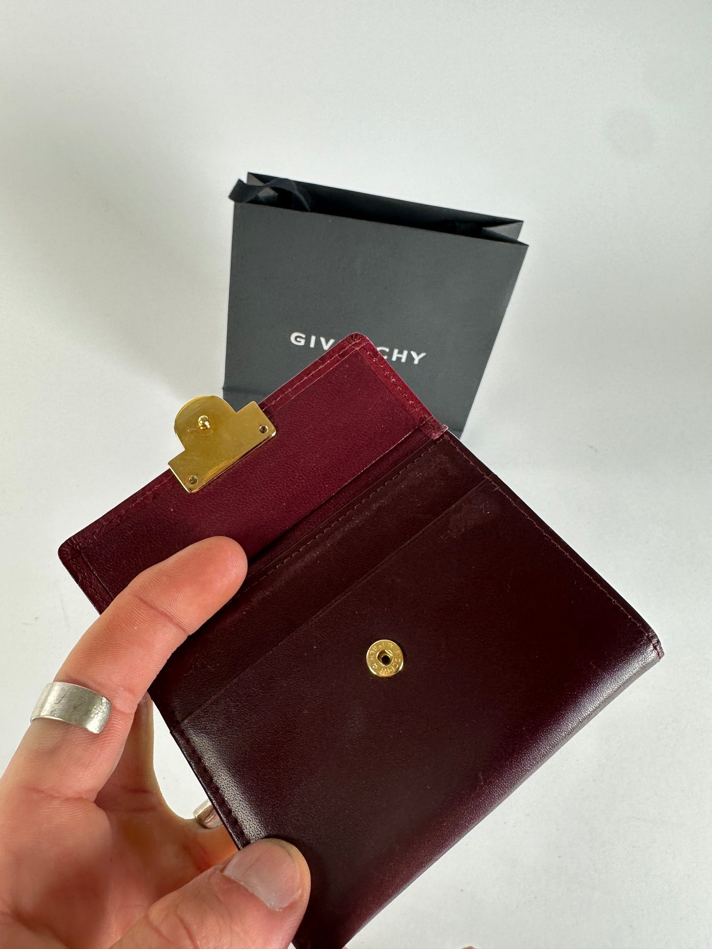 Vintage Givenchy Ostrich / Leather Card Holder Purple