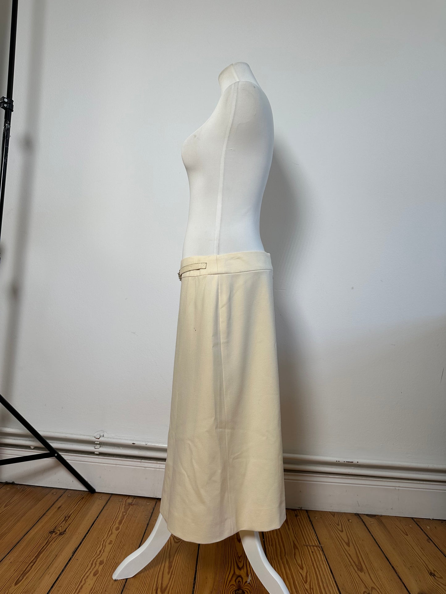 Vintage Celine Cotton Blend Skirt Cream L