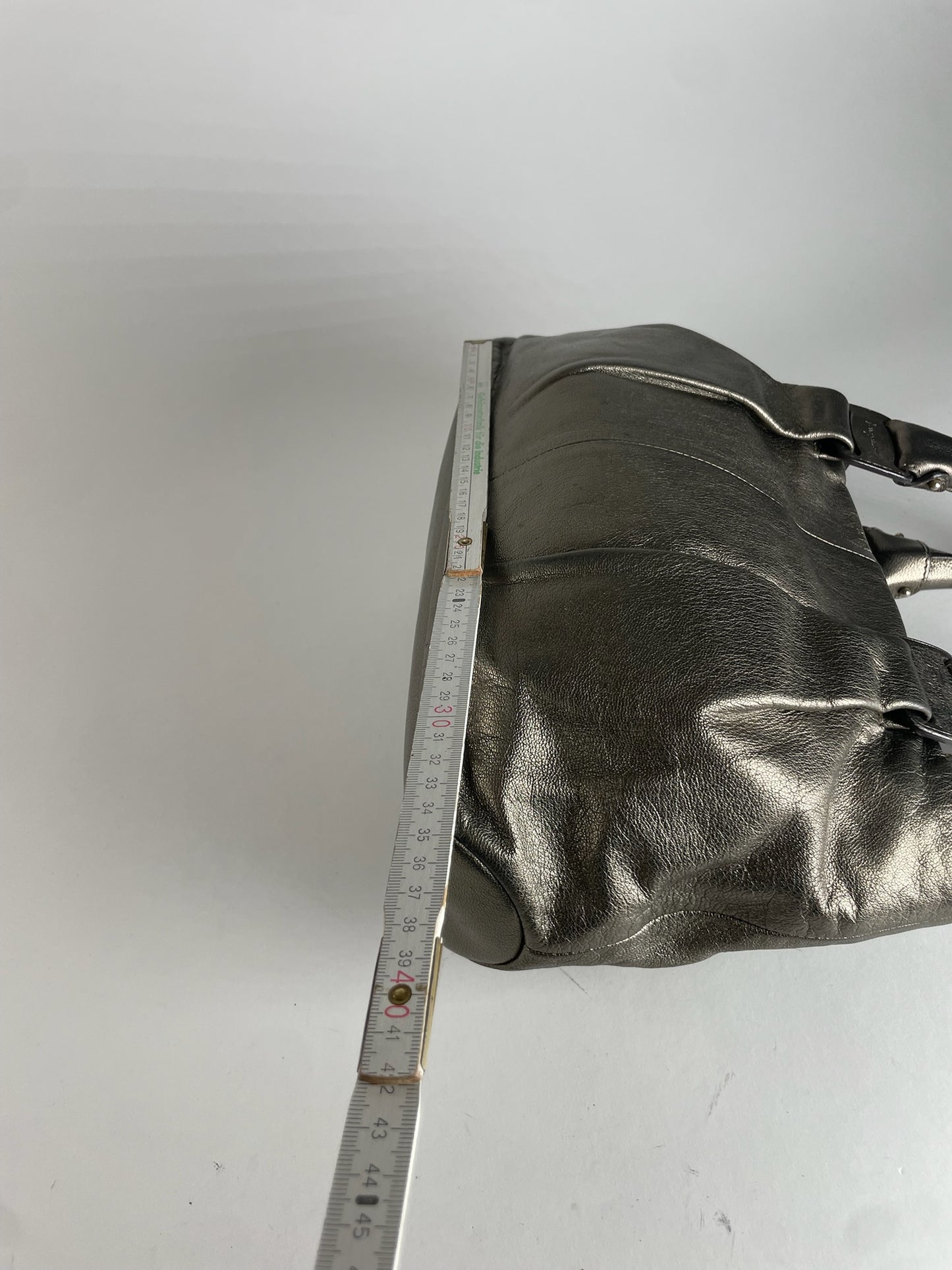 Vintage Salvatore Ferragamo Leather Handbag Silver