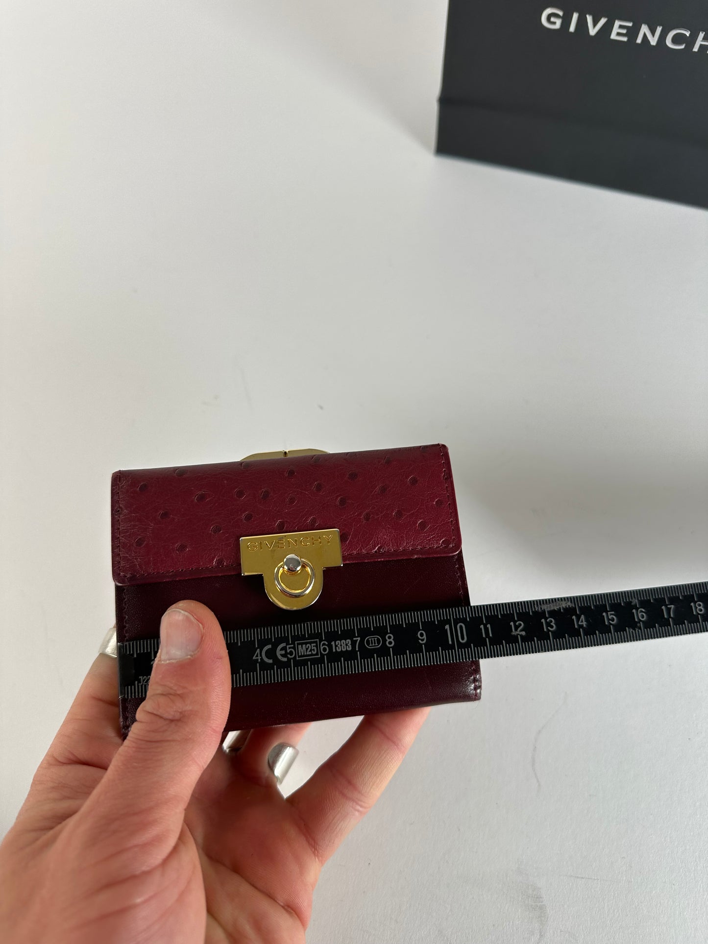 Vintage Givenchy Ostrich / Leather Card Holder Purple
