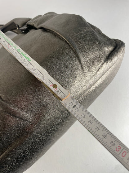 Vintage Salvatore Ferragamo Leather Handbag Silver