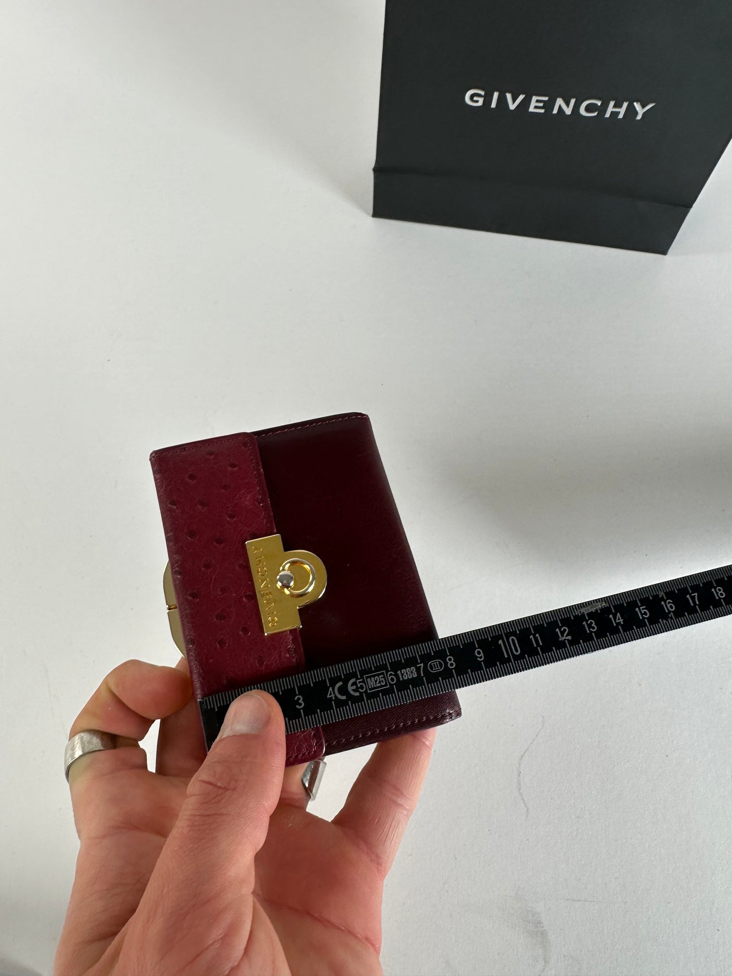 Vintage Givenchy Ostrich / Leather Card Holder Purple