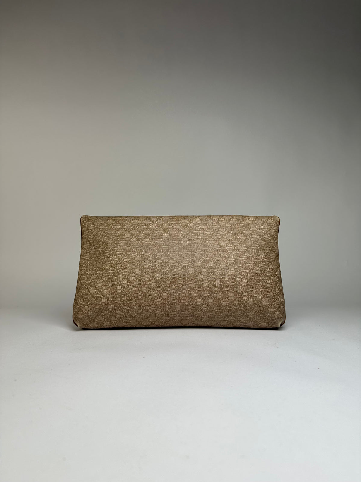 Vintage Celine Macadam Canvas Flap Clutch Late 1980s Beige Brown