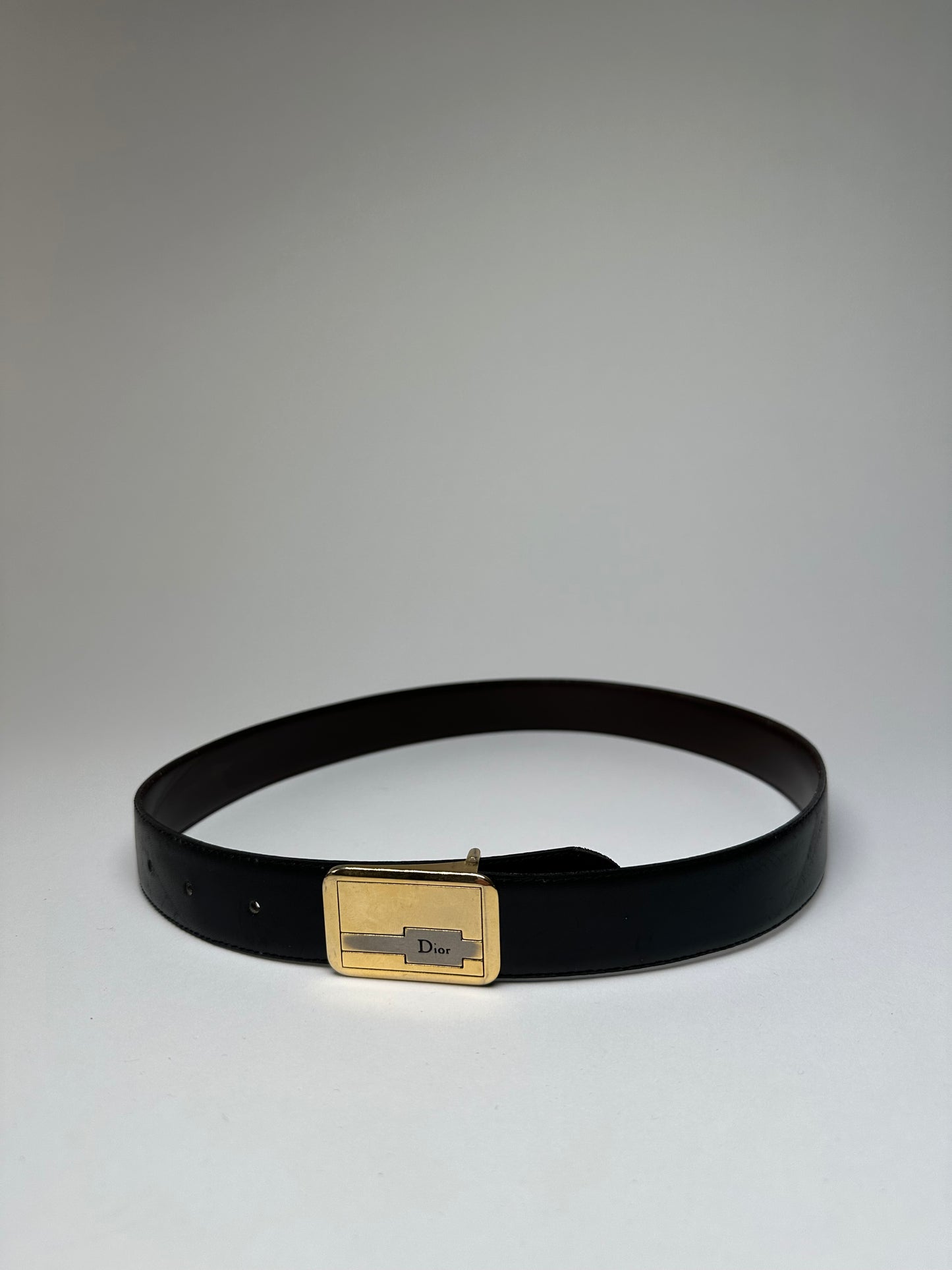 Vintage Dior Leather Belt Black Brown