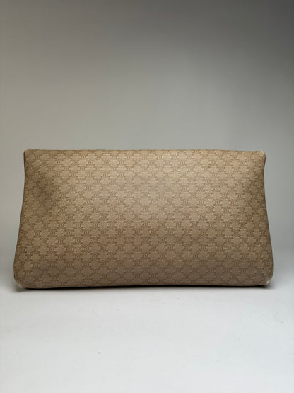 Vintage Celine Macadam Canvas Flap Clutch Late 1980s Beige Brown