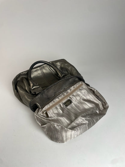 Vintage Salvatore Ferragamo Leather Handbag Silver