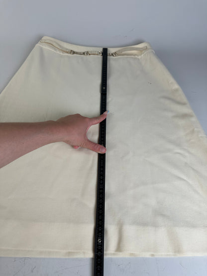 Vintage Celine Cotton Blend Skirt Cream L