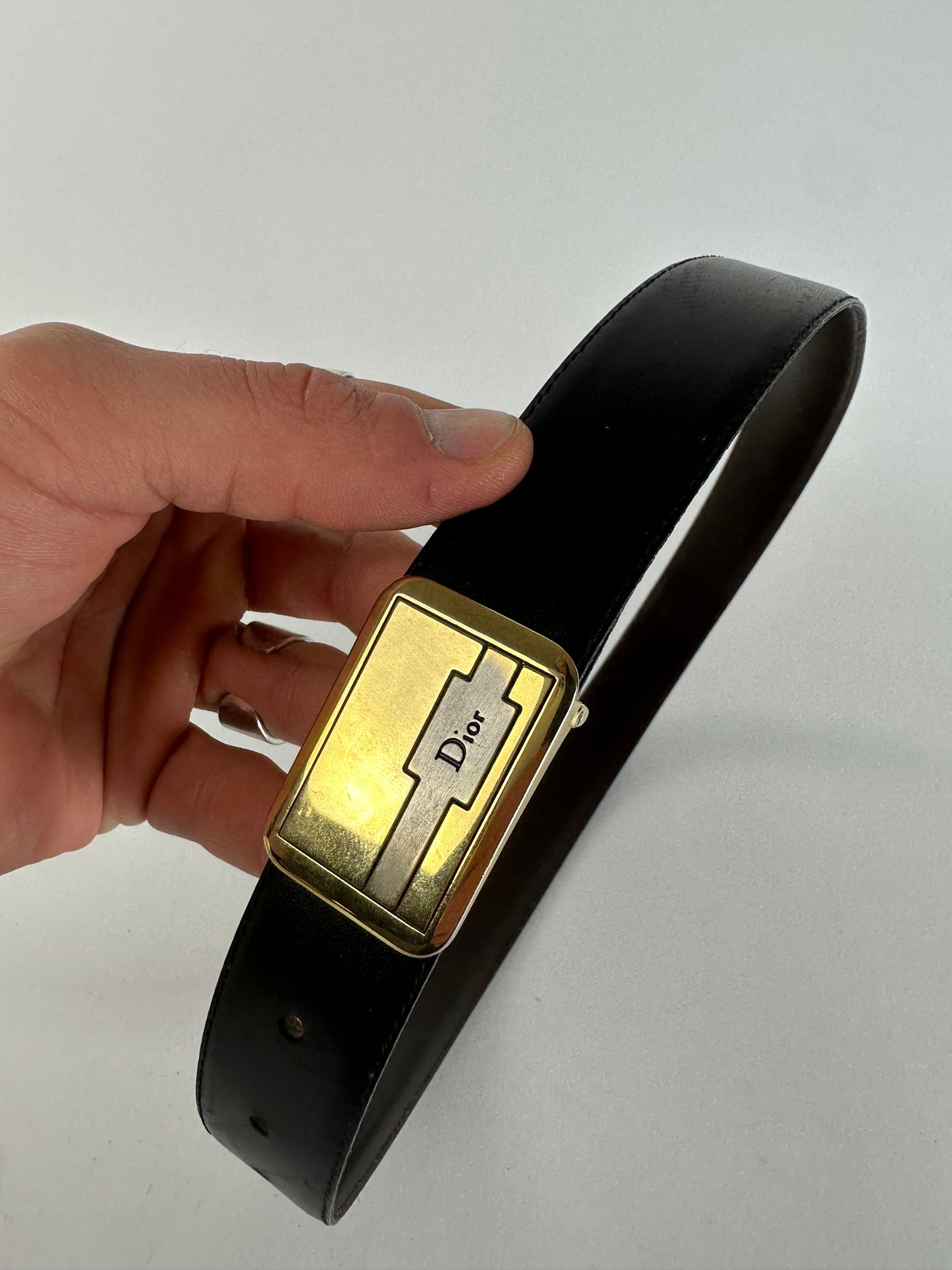 Vintage Dior Leather Belt Black Brown