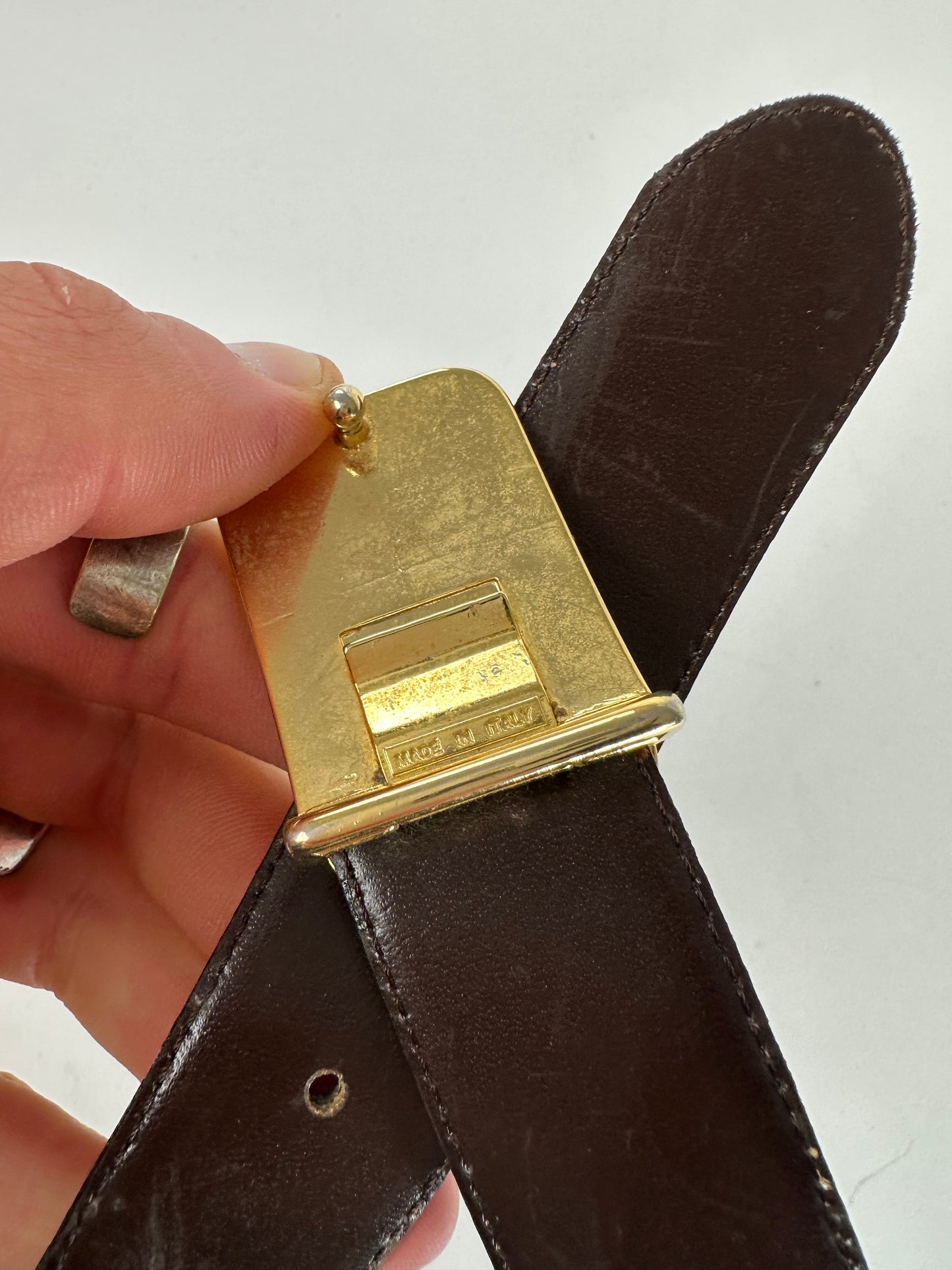 Vintage Dior Leather Belt Black Brown