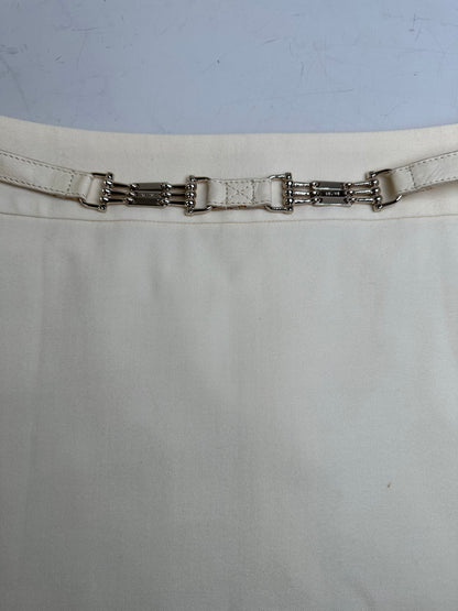 Vintage Celine Cotton Blend Skirt Cream L