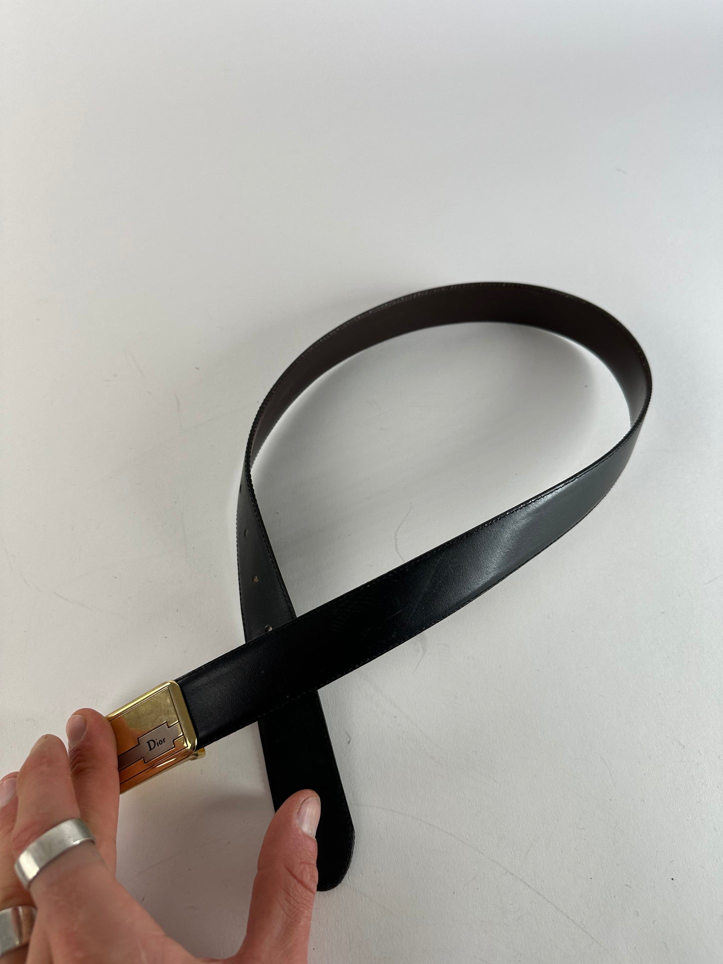 Vintage Dior Leather Belt Black Brown