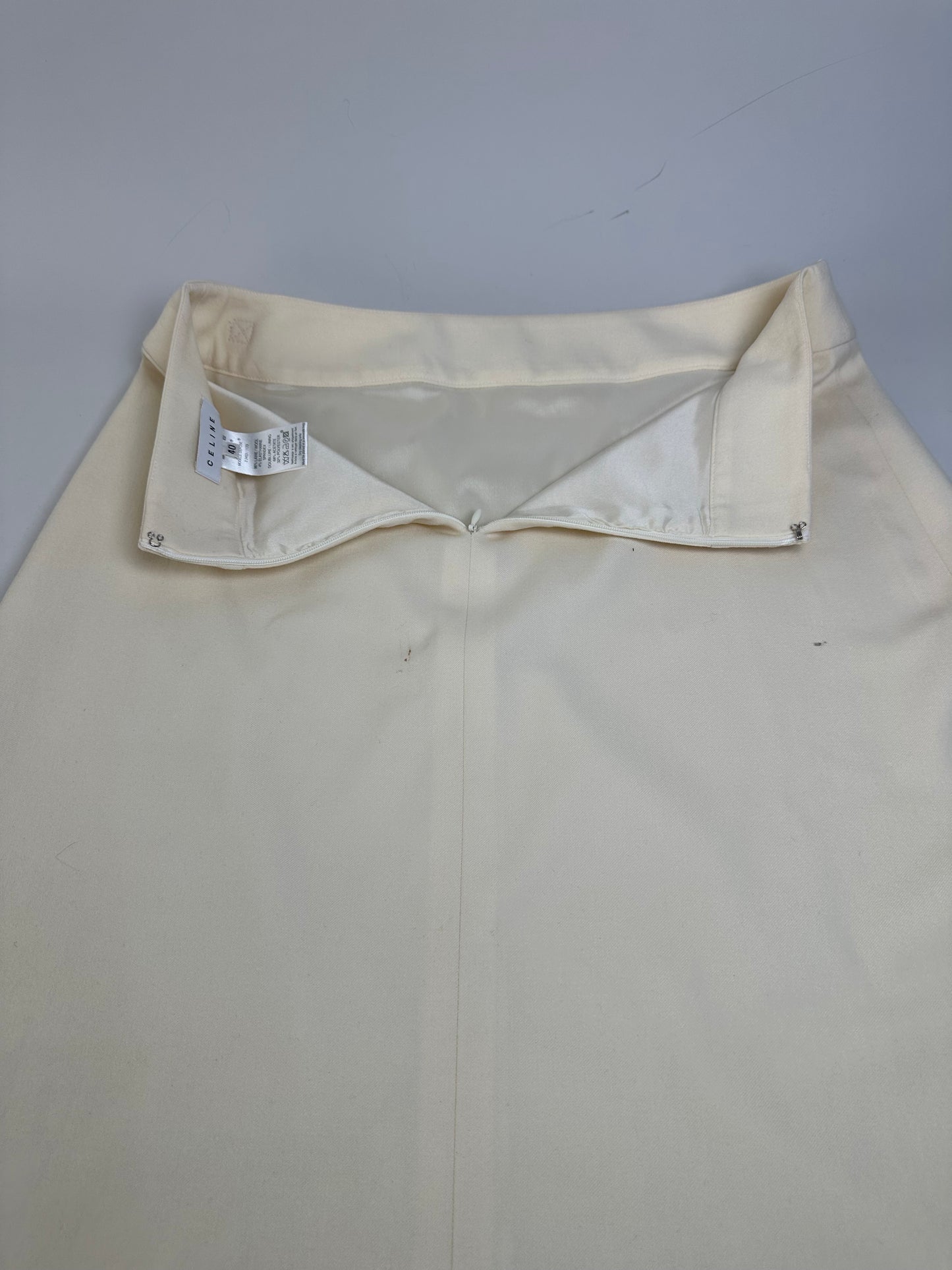 Vintage Celine Cotton Blend Skirt Cream L