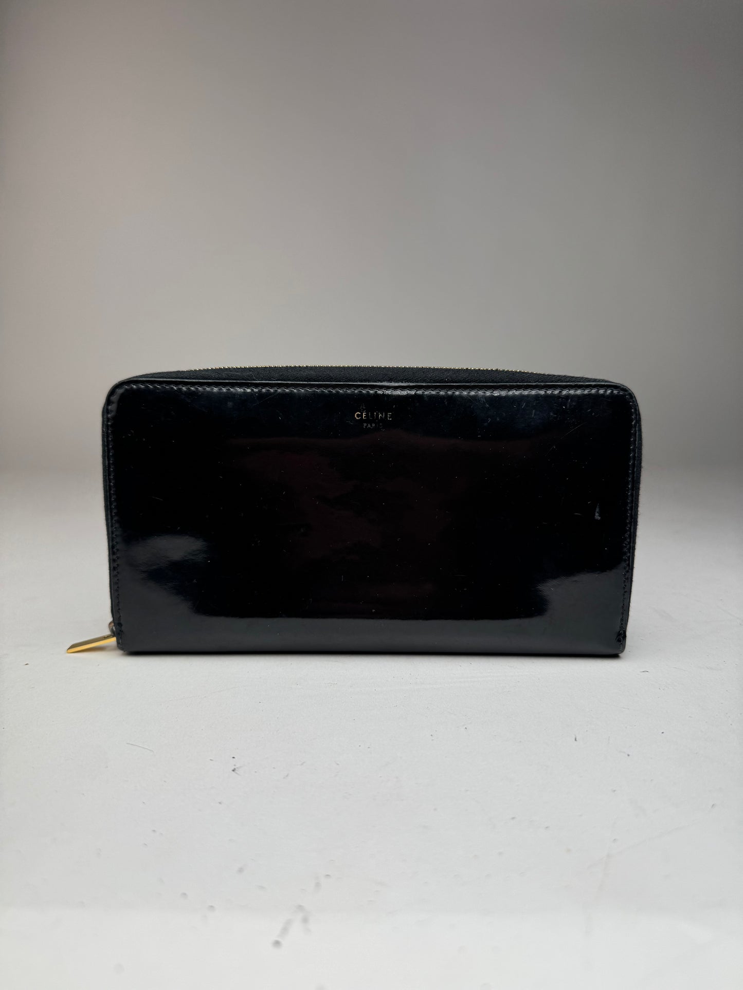 Vintage Celine Paris Patent Leather Wallet black
