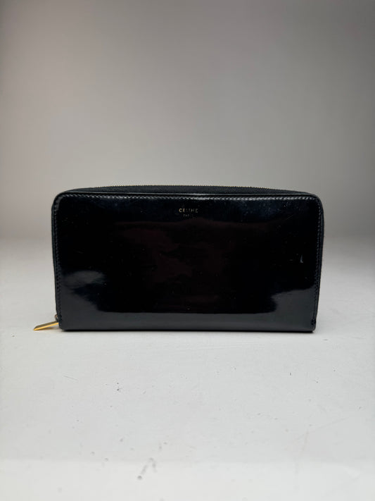 Vintage Celine Paris Patent Leather Wallet black