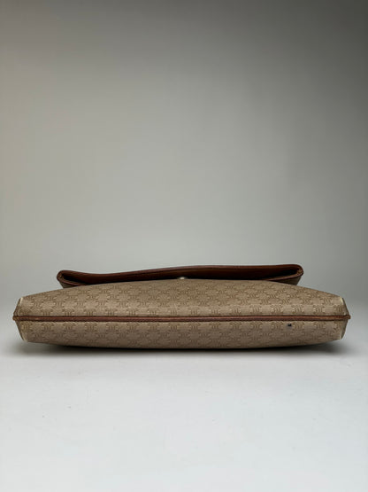 Vintage Celine Macadam Canvas Flap Clutch Late 1980s Beige Brown