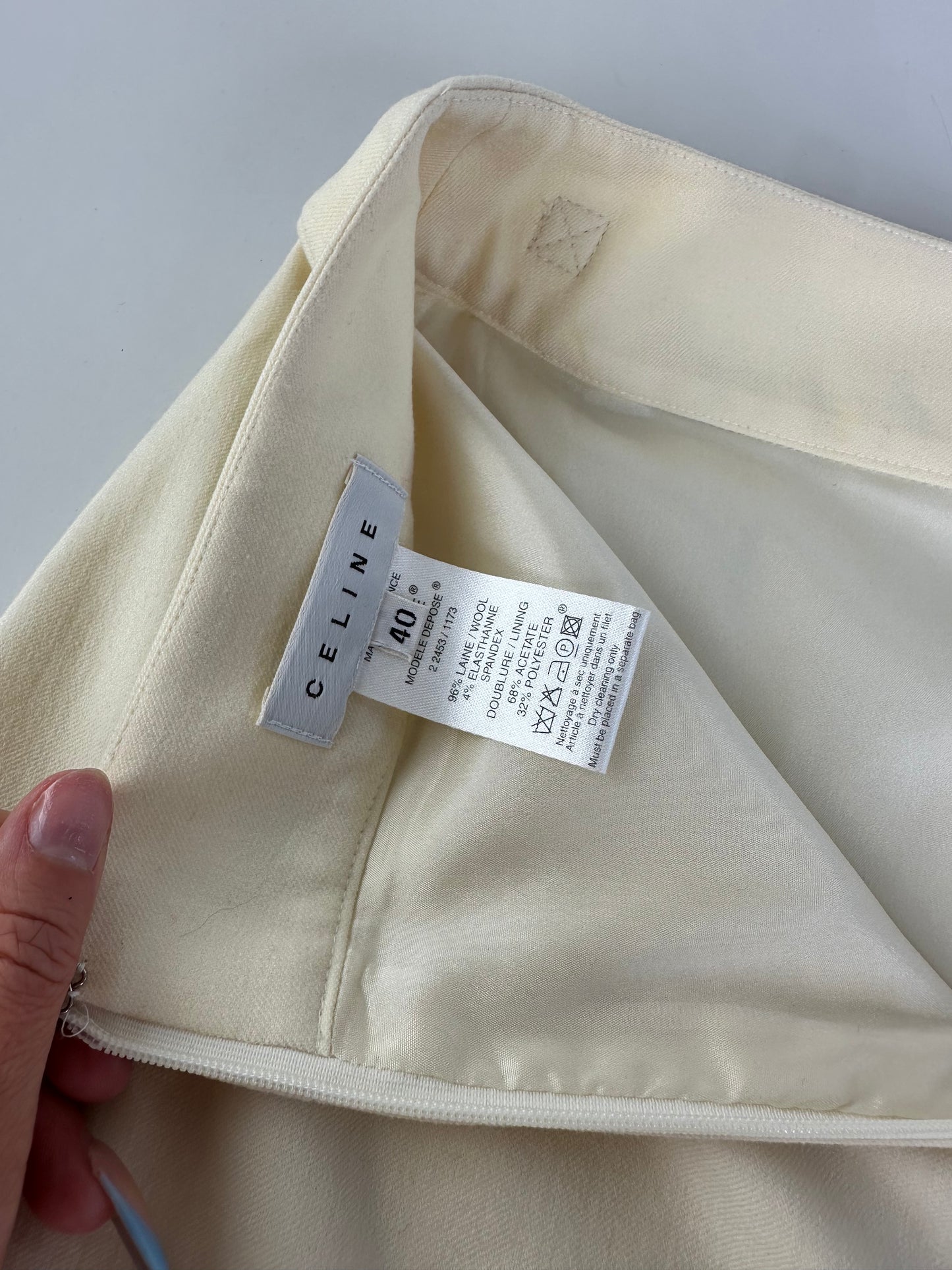 Vintage Celine Cotton Blend Skirt Cream L