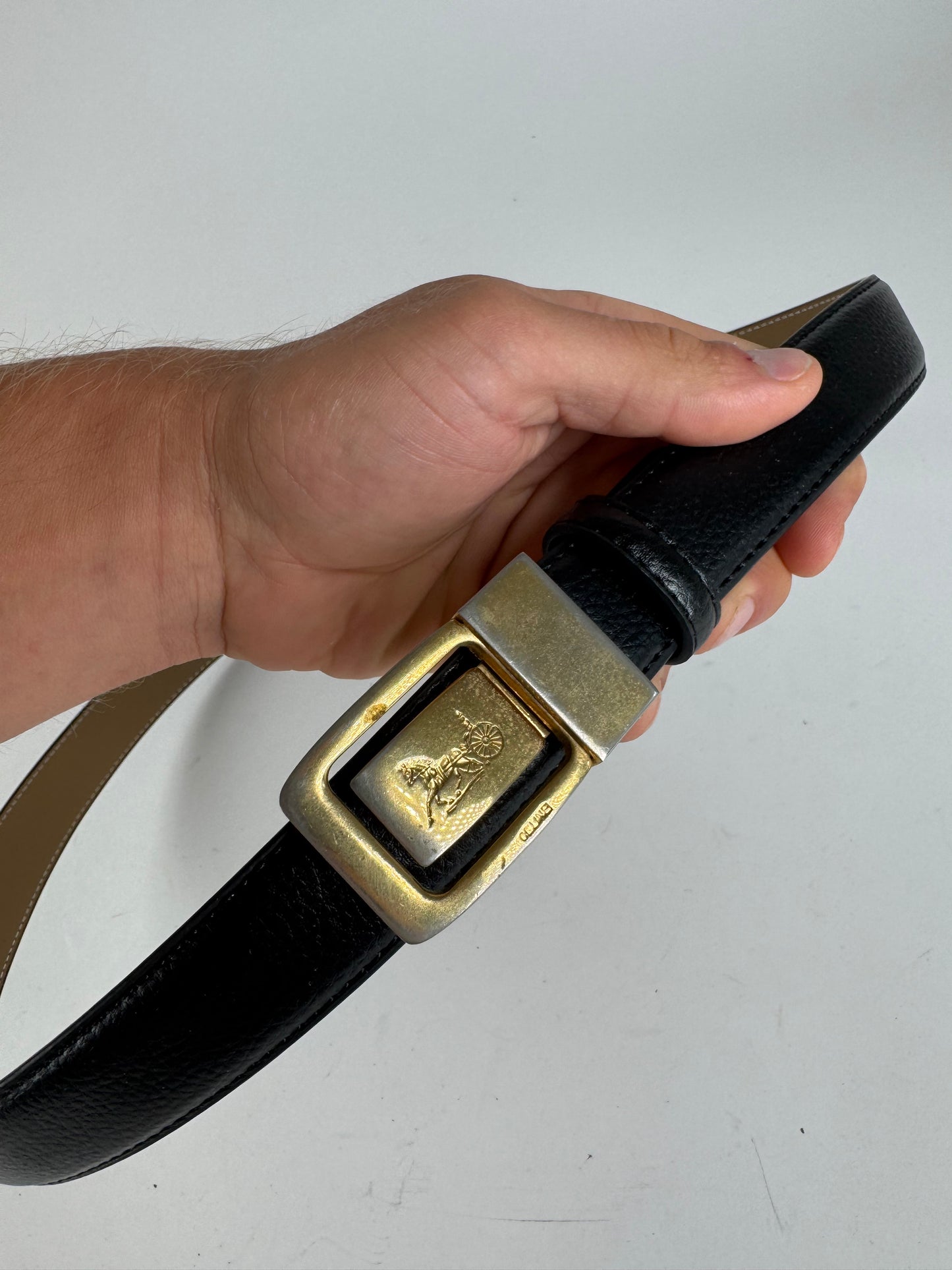 Vintage Celine Paris Leather belt black