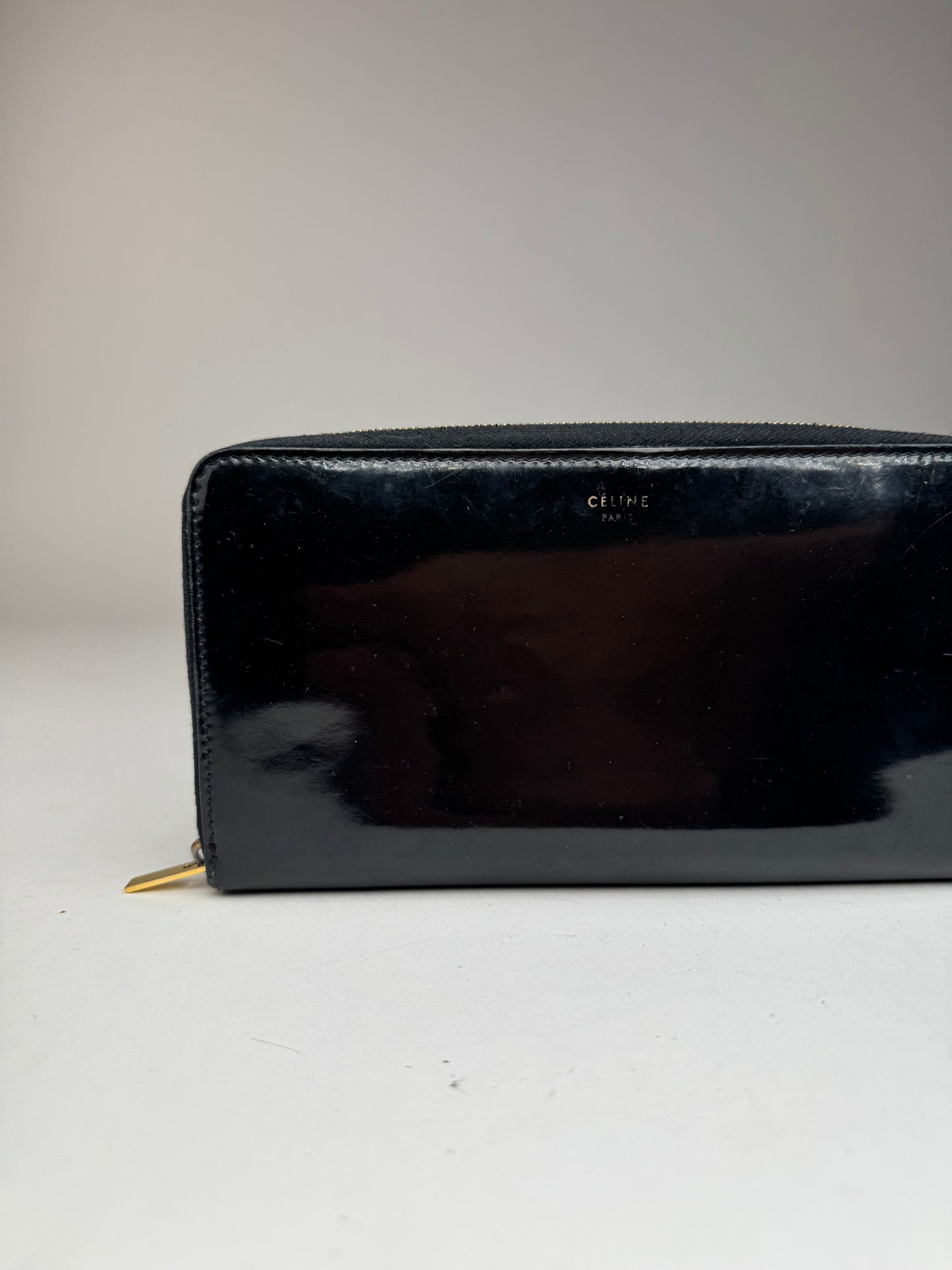 Vintage Celine Paris Patent Leather Wallet black