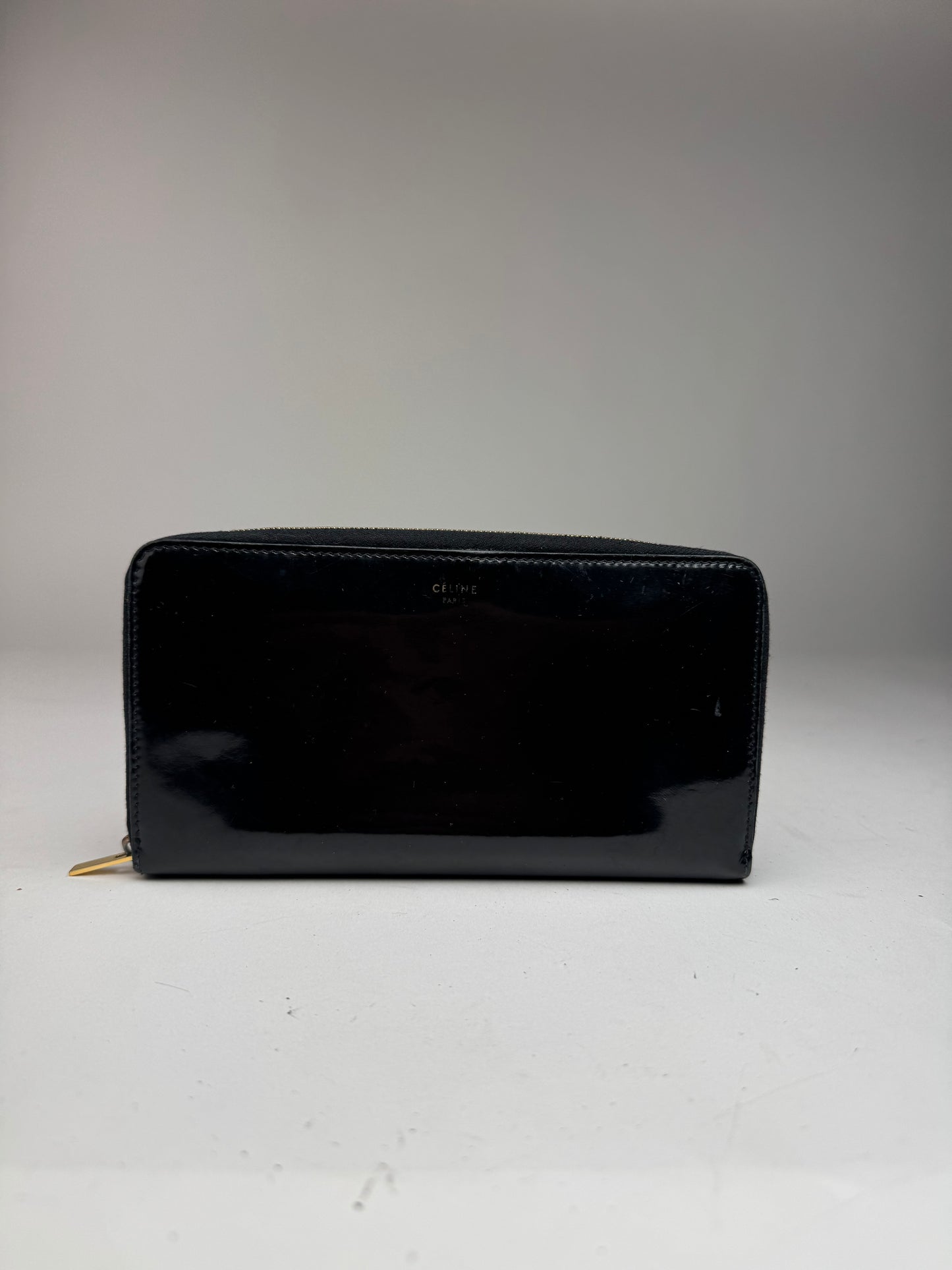 Vintage Celine Paris Patent Leather Wallet black