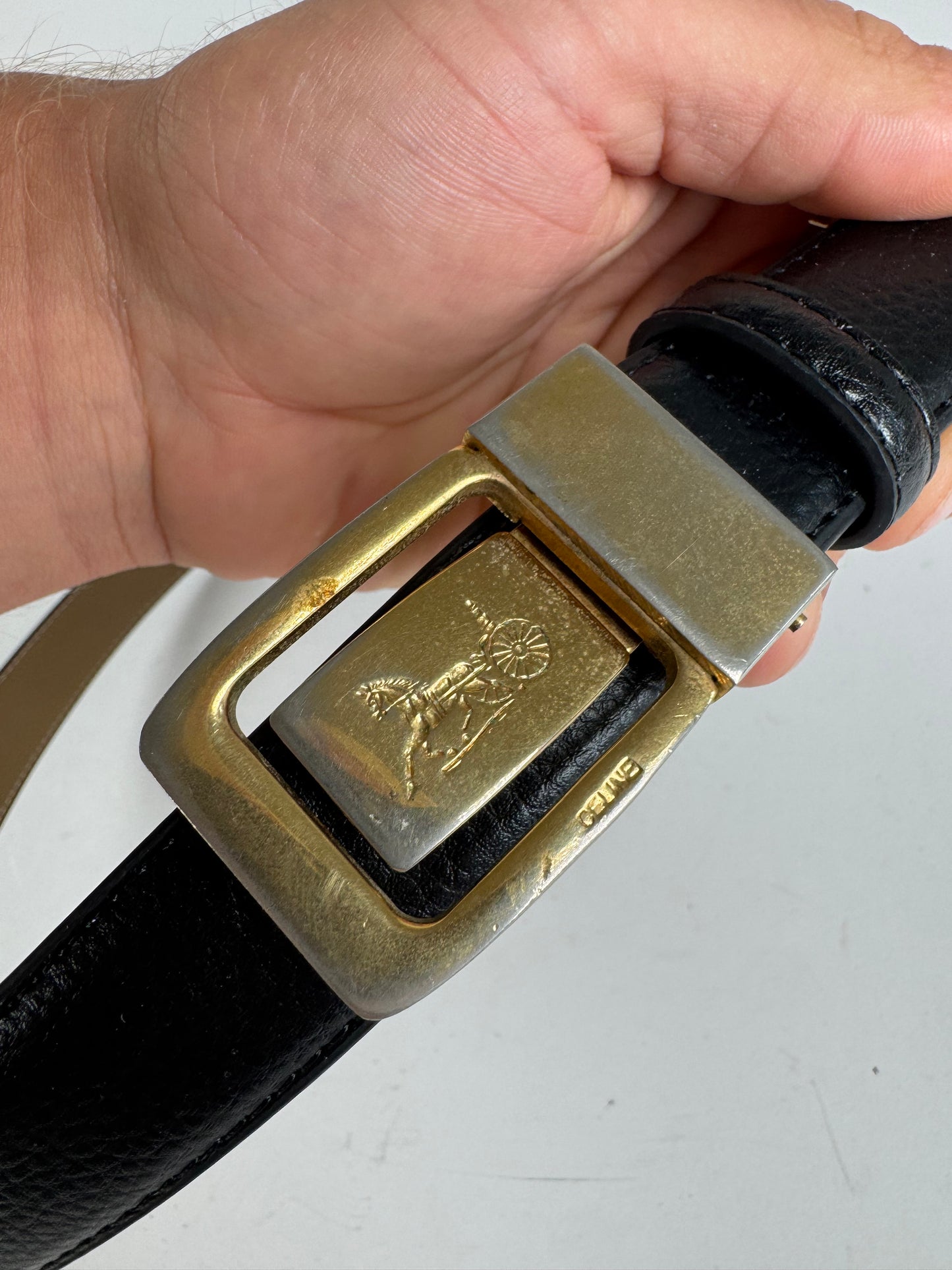 Vintage Celine Paris Leather belt black