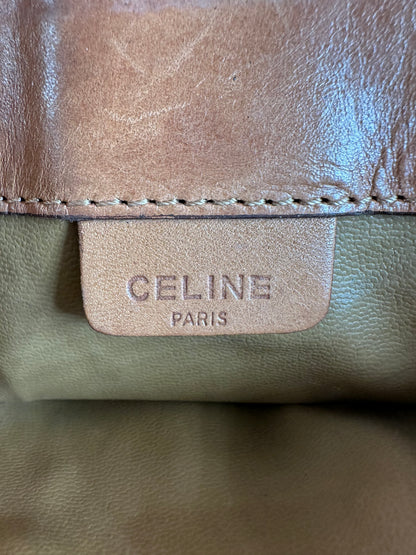Vintage Celine Macadam Canvas Flap Clutch Late 1980s Beige Brown