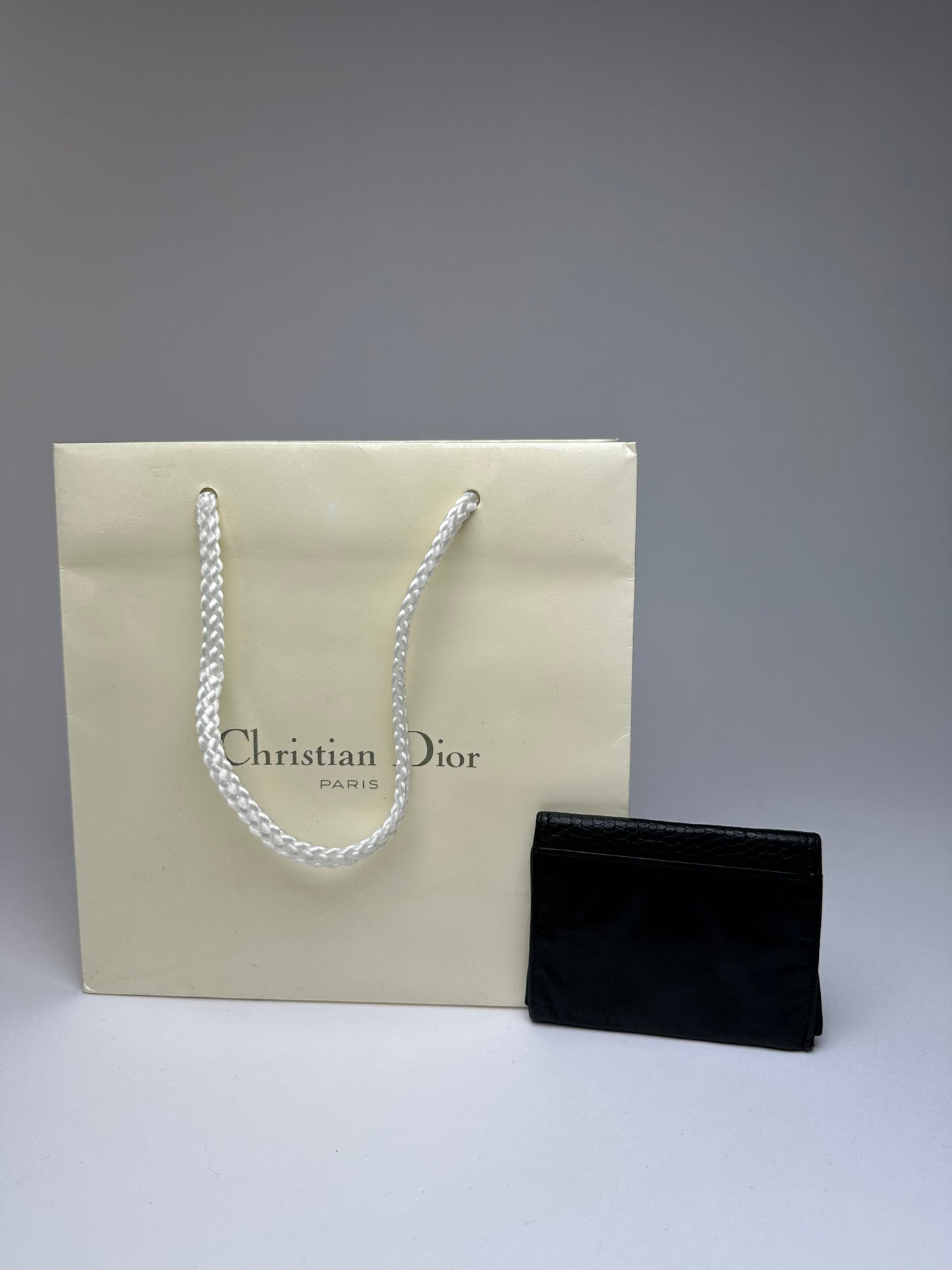 Vintage Dior Snake Emblossed Leather Card Holder Black