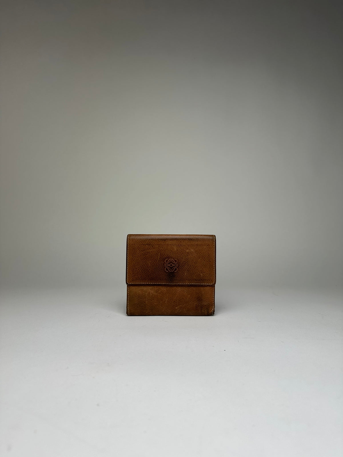 Vintage Loewe Grained Leather Bifold Wallet Late 1990s Brown