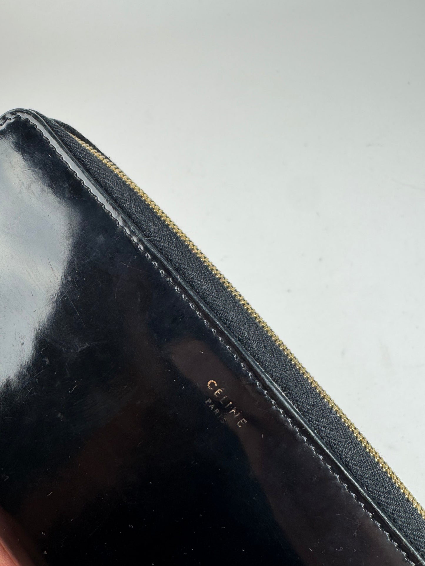 Vintage Celine Paris Patent Leather Wallet black