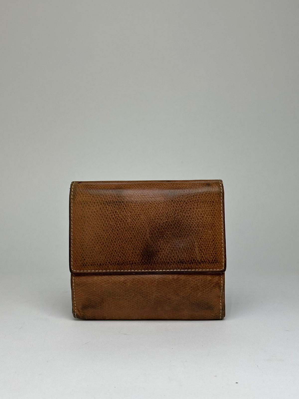 Vintage Loewe Grained Leather Bifold Wallet Late 1990s Brown