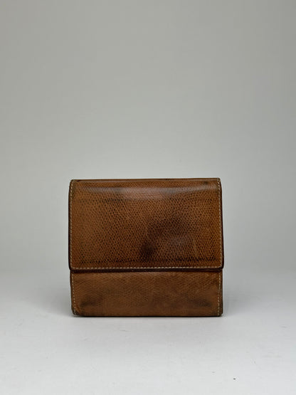 Vintage Loewe Grained Leather Bifold Wallet Late 1990s Brown