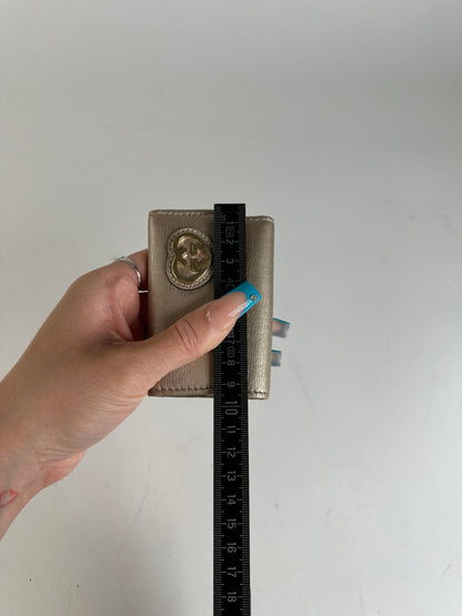 Gucci Leather Champagne Key Holder with Heart-Shaped Logo Detail